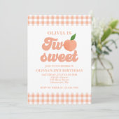 Twee zoete perzik 2e verjaardag uitnodiging (Staand voorkant)