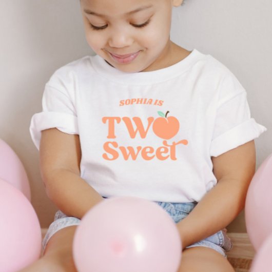 Twee Zoete Perzik Fruit Tweede 2e Verjaardagsfeest Kinder Shirts