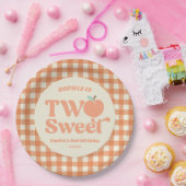 Twee zoete perzik fruit tweede 2e verjaardagsfeest papieren bordje (Feest)
