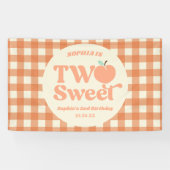 Twee zoete perzik fruit tweede 2e verjaardagsfeest spandoek (Horizontaal)