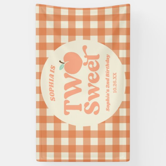 Twee zoete perzik fruit tweede 2e verjaardagsfeest spandoek (Verticaal)