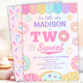 TWEE zoete regenboog donut 2e verjaardag uitnodigi Kaart