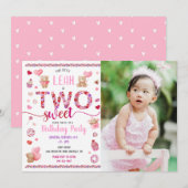 Twee zoete roze 2e verjaardag Valentijnse foto van Kaart (Voorkant / Achterkant)