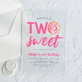 Twee zoete roze donut 2e verjaardag acryl uitnodigingen
