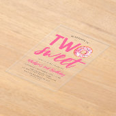 Twee zoete roze donut 2e verjaardag acryl uitnodigingen (Laagn)