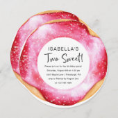 Twee zoete roze donut 2e verjaardag kaart (Voorkant / Achterkant)