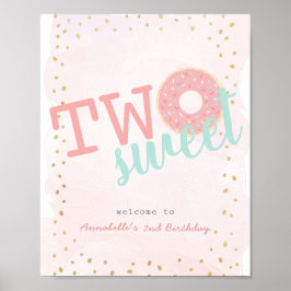 Twee zoete roze donut 2e verjaardag poster