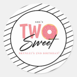 Twee zoete roze donut 2e verjaardag ronde sticker