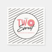 Twee zoete roze donut 2e verjaardagsfeest servet (Voorkant)