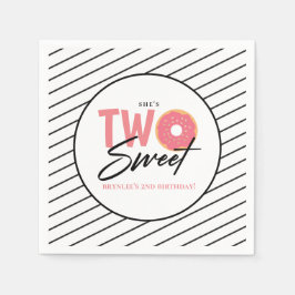 Twee zoete roze donut 2e verjaardagsfeest servet