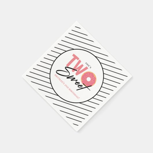 Twee zoete roze donut 2e verjaardagsfeest servet (Hoek)