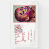 Twee zoete roze donut foto-meisje 2e verjaardag spandoek (Verticaal)