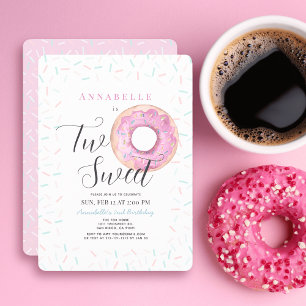 Twee zoete roze Donut Girl 2e verjaardag Kaart