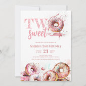 Twee zoete roze Donut Girl 2e verjaardag Kaart (Voorkant)