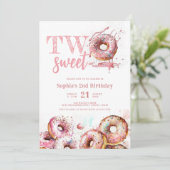 Twee zoete roze Donut Girl 2e verjaardag Kaart (Staand voorkant)