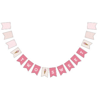 Twee zoete roze ijsbanner vlaggetjes