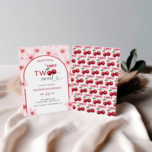 Twee zoete roze kersenbloesem 2e verjaardag kaart