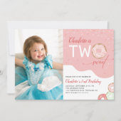 Twee zoete roze meisjes 2e verjaardag Fotouitnodig Kaart (Voorkant)