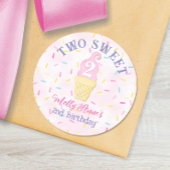 TWEE ZOETE roze Paarse Ice Cream 2e Verjaardags Me Ronde Sticker