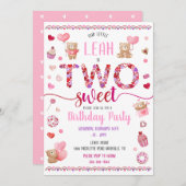 Twee zoete roze tweede verjaardag Valentijnse vers Kaart (Voorkant / Achterkant)