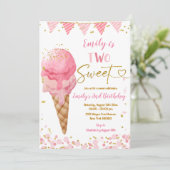 Twee zoete roze zomer ijs tweede verjaardag kaart (Staand voorkant)