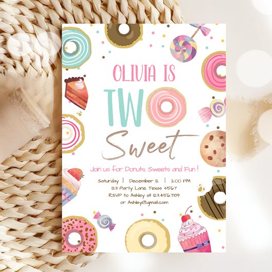 Twee zoete Sweets Snoep Donut Girl Tweede verjaard Kaart