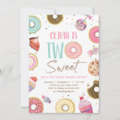 Twee zoete Sweets Snoep Donut Girl Tweede verjaard Kaart (Voorkant)