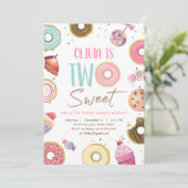 Twee zoete Sweets Snoep Donut Girl Tweede verjaard Kaart (Staand voorkant)