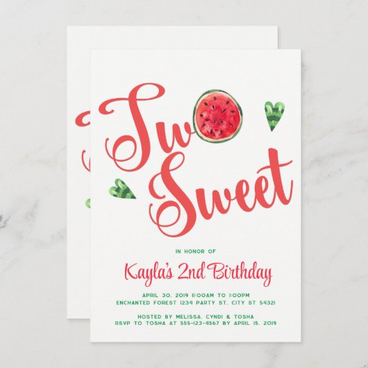 Twee zoete Tweede Dag Uitnodigingen (Voorkant / Achterkant)