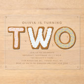 TWEE zoete tweede verjaardag Acryl Uitnodigingen (Voorkant)