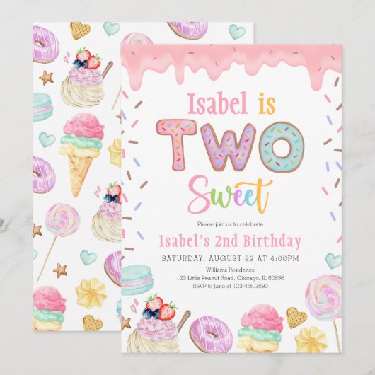 Twee zoete tweede verjaardag kaart (Voorkant / Achterkant)