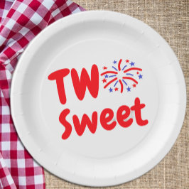 Twee zoete tweede verjaardag papieren bordje