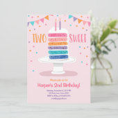 Twee zoete tweede verjaardagstaart regenboog uitno kaart (Staand voorkant)