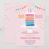 Twee zoete tweede verjaardagstaart regenboog uitno kaart (Voorkant / Achterkant)