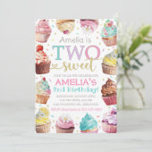 Twee Zoete Uitnodiging, Cupcake Uitnodiging (Staand voorkant)