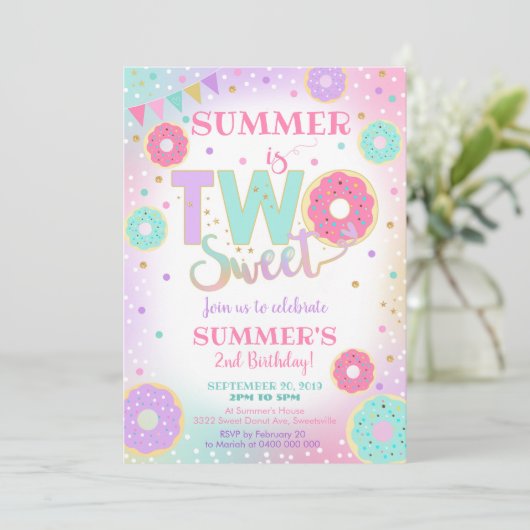 Twee zoete uitnodiging op de dag van de geboorte (Staand voorkant)