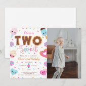 Twee zoete verjaardag, 2e verjaardag foto meisje d kaart (Voorkant / Achterkant)
