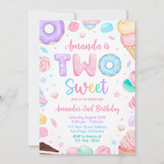 Twee zoete verjaardag uitnodiging, 2e verjaardag m kaart (Voorkant)