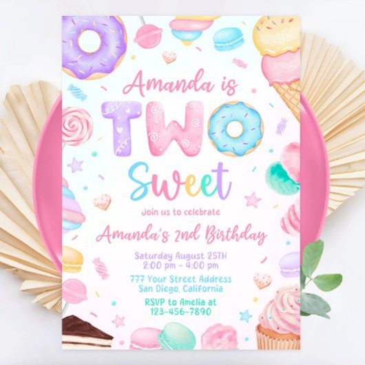 Twee zoete verjaardag uitnodiging, 2e verjaardag m kaart