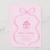 Twee zoete verjaardagsuitnodiging roze tweede verj kaart (Voorkant / Achterkant)