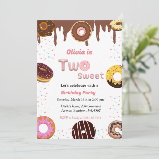 Twee zoete verjaardagsuitnodiging, themafag kaart (Staand voorkant)