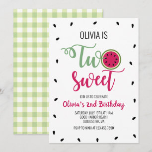 Twee zoete watermeloen op de tweede verjaardag kaart