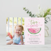 Twee zoete watermeloen verjaardagsuitnodiging kaart (Staand voorkant)