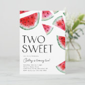 Twee zoete watermeloen verjaardagsuitnodiging kaart (Staand voorkant)