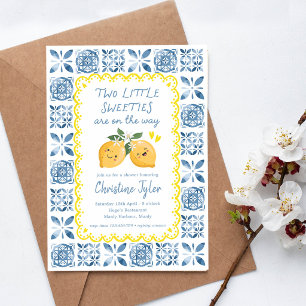 Twee Zoetjes Citroen Baby Shower, Tweeling Baby Sh Kaart