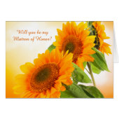 Twee zonnebloemen bruiloft met een eersteklas kaar (Voorkant Horizontaal)