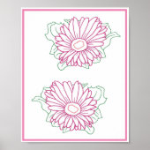 Twee Zonnebloemen Contouren, Posters (Voorkant)