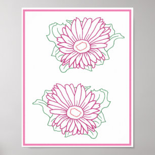 Twee Zonnebloemen Contouren, Posters
