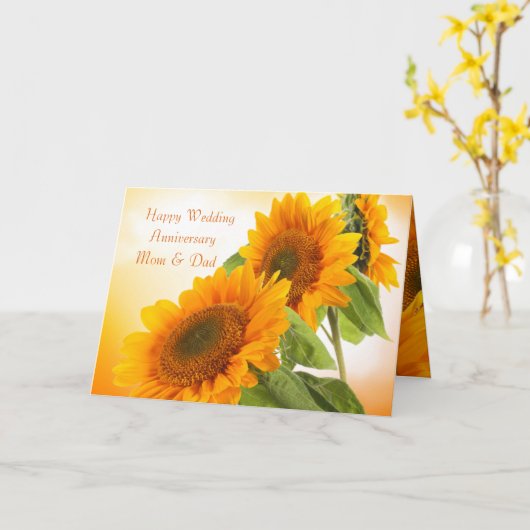 Twee zonnebloemen Jubileum Mam & Pap Kaart (Gele Bloem)