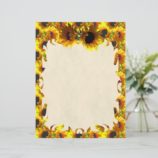 Twee zonnebloemen met letterhead (Staand voorkant)